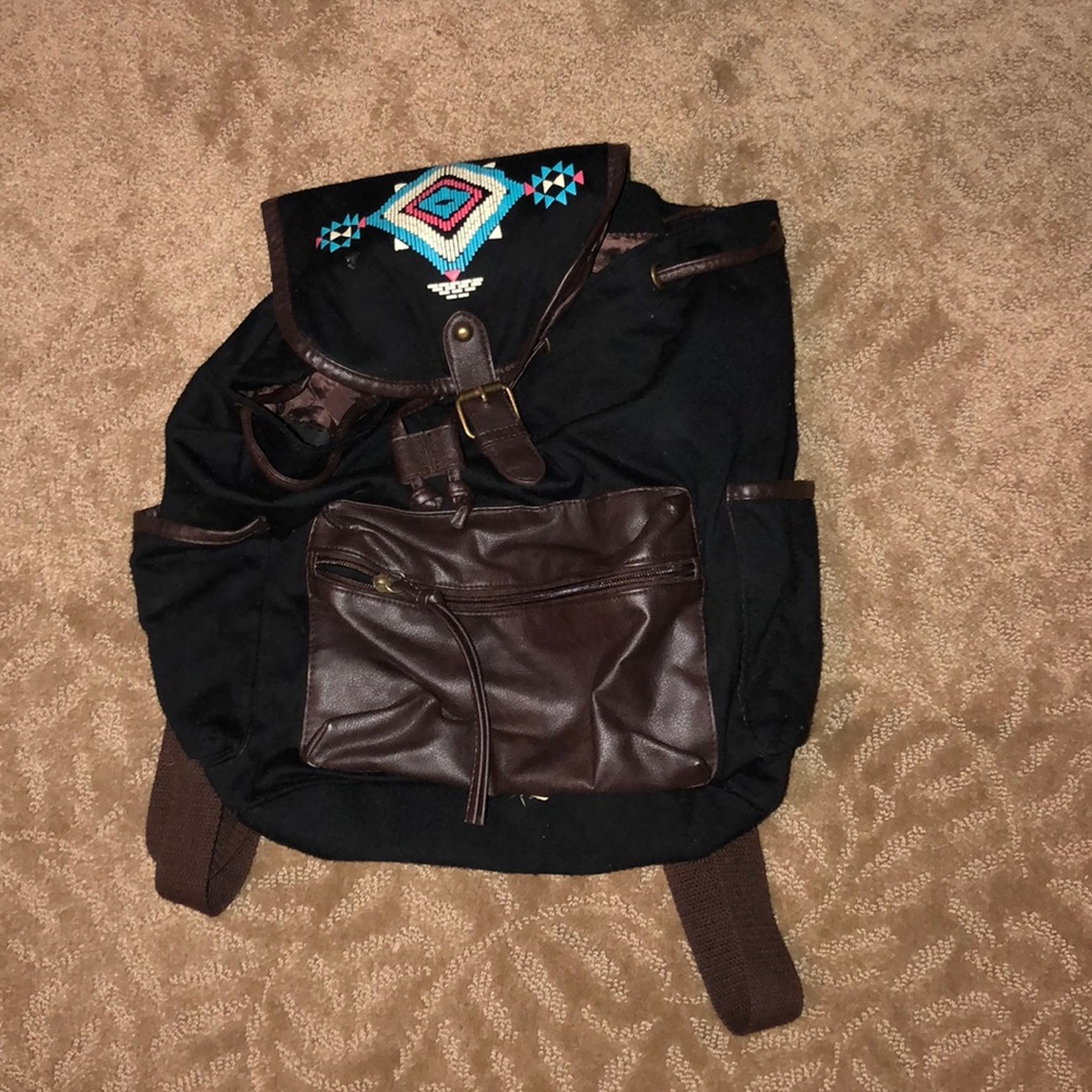 Black and brown mini backpack